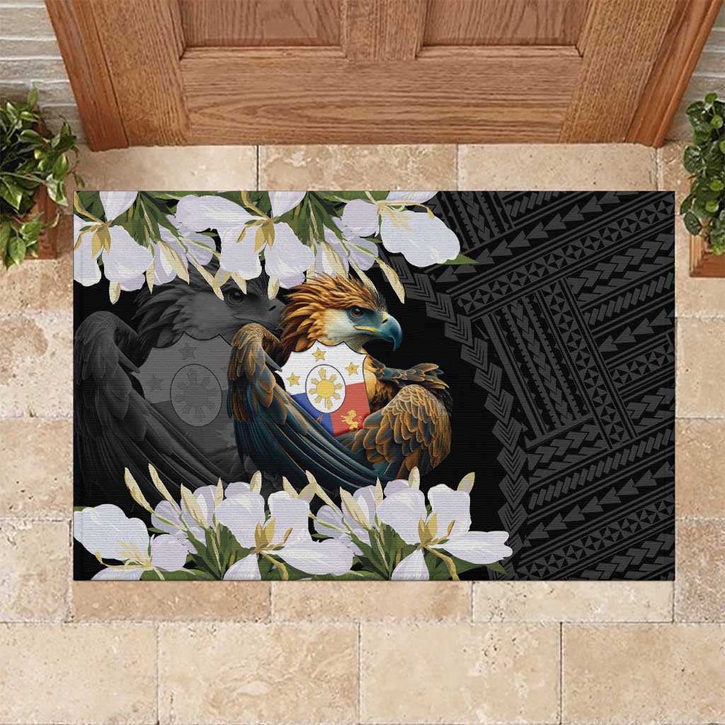 Philippines Eagle with Coat Of Arm Rubber Doormat Simple Sampaguita Jasmine