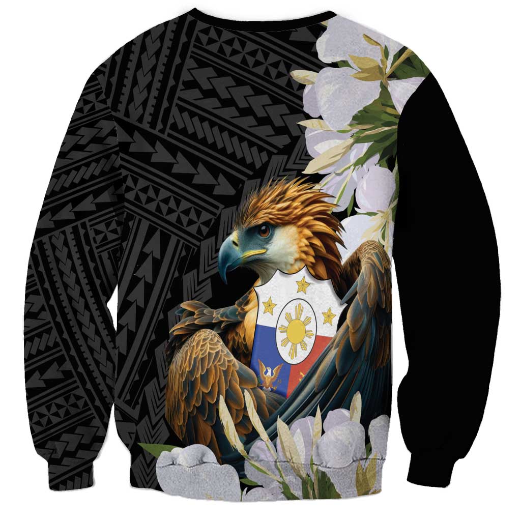 Philippines Eagle with Coat Of Arm Sweatshirt Simple Sampaguita Jasmine