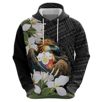Philippines Eagle with Coat Of Arm Zip Hoodie Simple Sampaguita Jasmine
