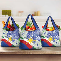 Philippines Flag Grocery Bag Sampaguita Jasmine with Polynesian Tribal