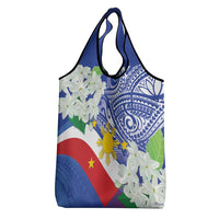 Philippines Flag Grocery Bag Sampaguita Jasmine with Polynesian Tribal