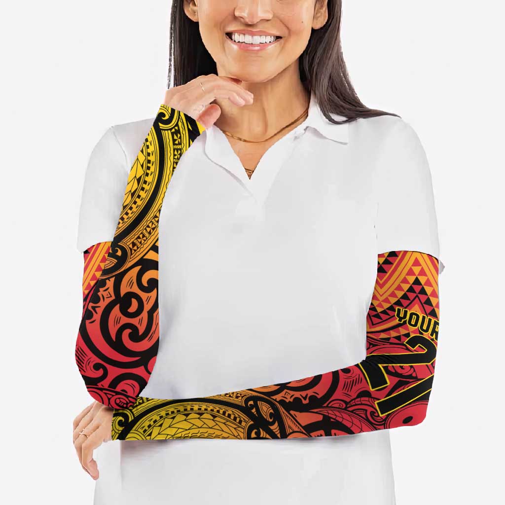 New Zealand Rangatira Custom Arm Sleeves Red and Gold Niho Taniwha Maori Tribal - Polynesian Pride