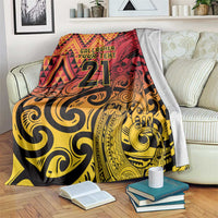 New Zealand Rangatira Custom Blanket Red and Gold Niho Taniwha Maori Tribal