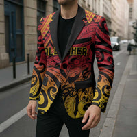 New Zealand Rangatira Custom Blazer Red and Gold Niho Taniwha Maori Tribal - Polynesian Pride