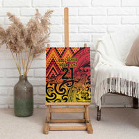 New Zealand Rangatira Custom Canvas Wall Art Red and Gold Niho Taniwha Maori Tribal