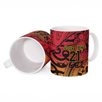 New Zealand Rangatira Custom Ceramic Mug Red and Gold Niho Taniwha Maori Tribal - Polynesian Pride