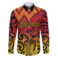 New Zealand Rangatira Custom Family Matching Short Sleeve Bodycon Dress and Hawaiian Shirt Red and Gold Niho Taniwha Maori Tribal