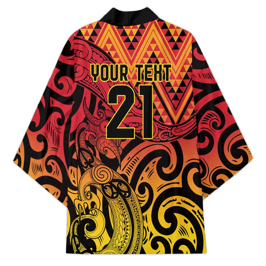 New Zealand Rangatira Custom Kimono Red and Gold Niho Taniwha Maori Tribal - Polynesian Pride