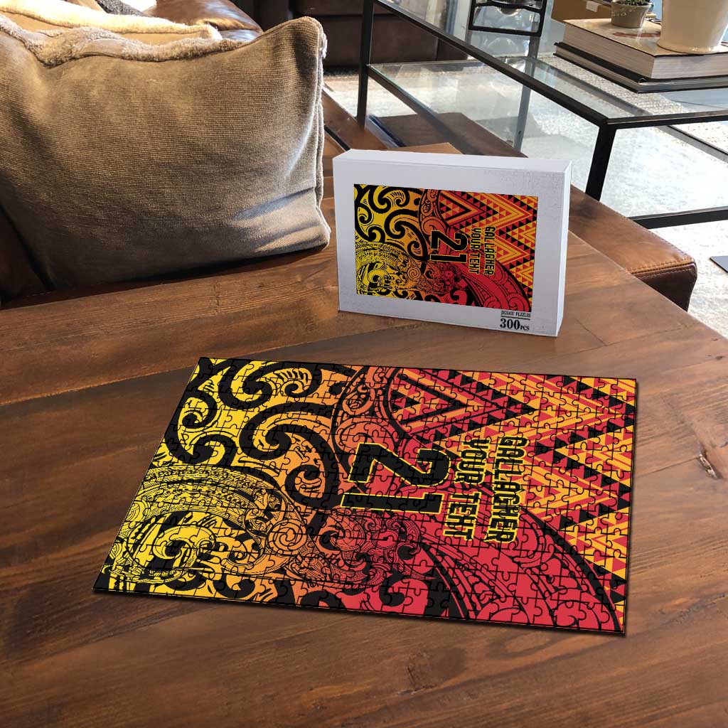 New Zealand Rangatira Custom Puzzle Red and Gold Niho Taniwha Maori Tribal - Polynesian Pride