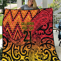 New Zealand Rangatira Custom Quilt Red and Gold Niho Taniwha Maori Tribal