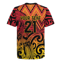 New Zealand Rangatira Custom Rugby Jersey Red and Gold Niho Taniwha Maori Tribal
