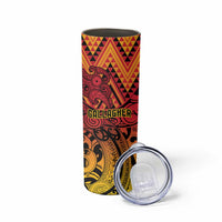 New Zealand Rangatira Custom Skinny Tumbler Red and Gold Niho Taniwha Maori Tribal