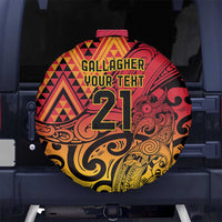 New Zealand Rangatira Custom Spare Tire Cover Red and Gold Niho Taniwha Maori Tribal