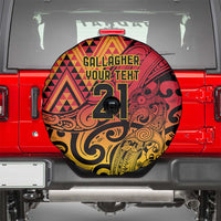 New Zealand Rangatira Custom Spare Tire Cover Red and Gold Niho Taniwha Maori Tribal