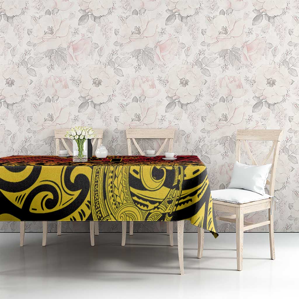 New Zealand Rangatira Custom Tablecloth Red and Gold Niho Taniwha Maori Tribal