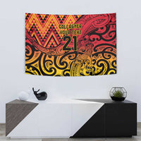 New Zealand Rangatira Custom Tapestry Red and Gold Niho Taniwha Maori Tribal