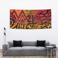 New Zealand Rangatira Custom Tapestry Red and Gold Niho Taniwha Maori Tribal