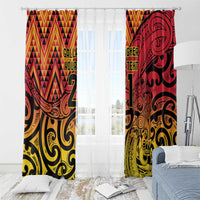 New Zealand Rangatira Custom Window Curtain Red and Gold Niho Taniwha Maori Tribal