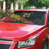 New Zealand Rugby Pacific Custom Auto Sun Shade Rangatira Maori Kowhaiwhai Pattern - Polynesian Pride