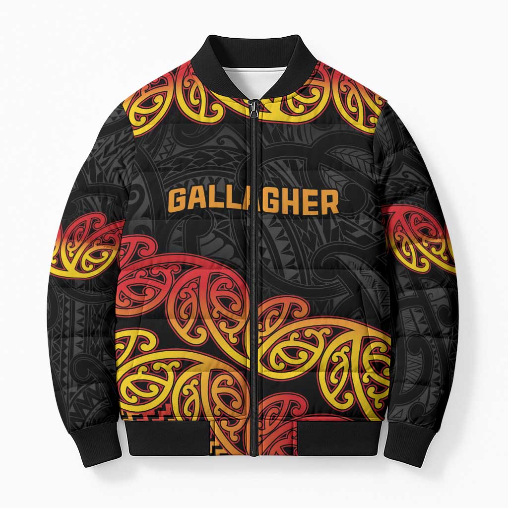 New Zealand Rugby Pacific Custom Bomber Puffer Jacket Rangatira Maori Kowhaiwhai Pattern - Polynesian Pride