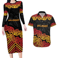 New Zealand Rugby Pacific Custom Couples Matching Long Sleeve Bodycon Dress and Hawaiian Shirt Rangatira Maori Kowhaiwhai Pattern