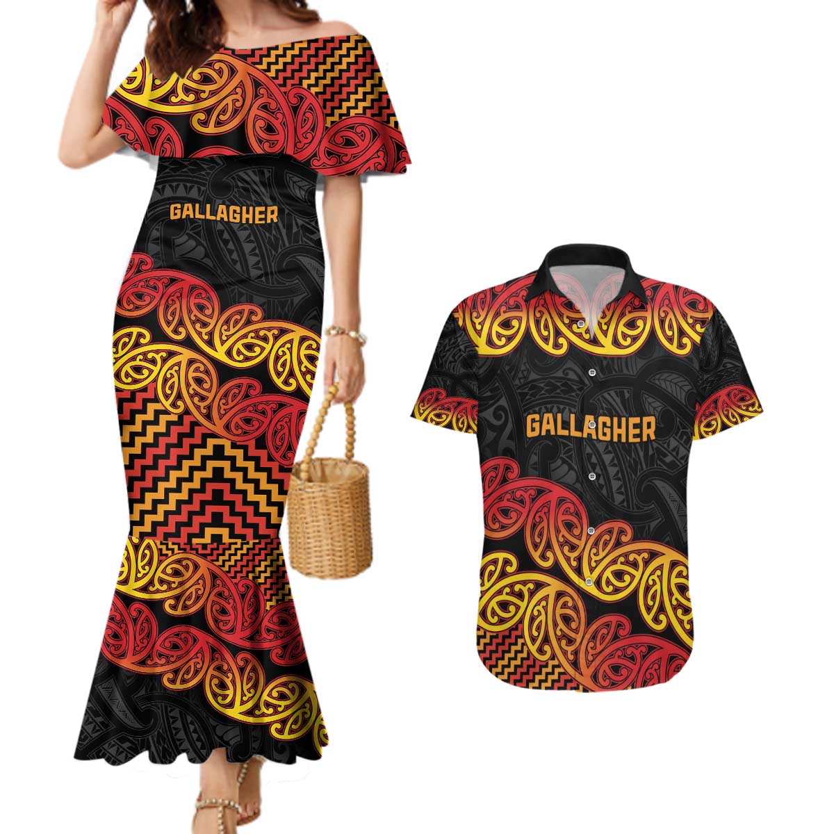 New Zealand Rugby Pacific Custom Couples Matching Mermaid Dress and Hawaiian Shirt Rangatira Maori Kowhaiwhai Pattern