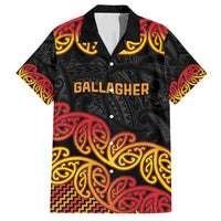 New Zealand Rugby Pacific Custom Family Matching Off Shoulder Short Dress and Hawaiian Shirt Rangatira Maori Kowhaiwhai Pattern