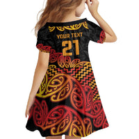 New Zealand Rugby Pacific Custom Family Matching Short Sleeve Bodycon Dress and Hawaiian Shirt Rangatira Maori Kowhaiwhai Pattern