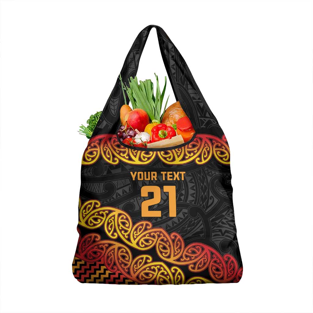 New Zealand Rugby Pacific Custom Grocery Bag Rangatira Maori Kowhaiwhai Pattern