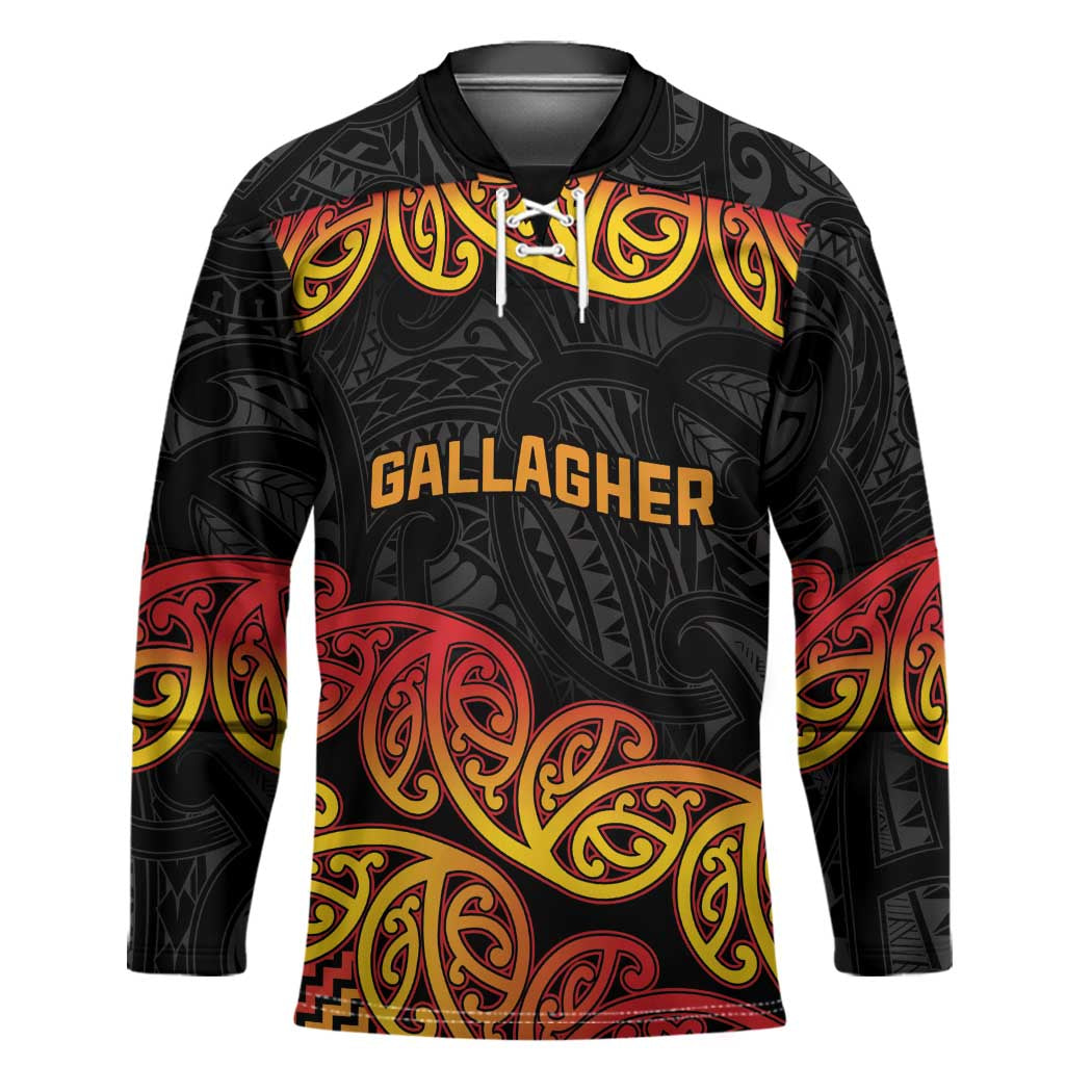 New Zealand Rugby Pacific Custom Hockey Jersey Rangatira Maori Kowhaiwhai Pattern - Polynesian Pride