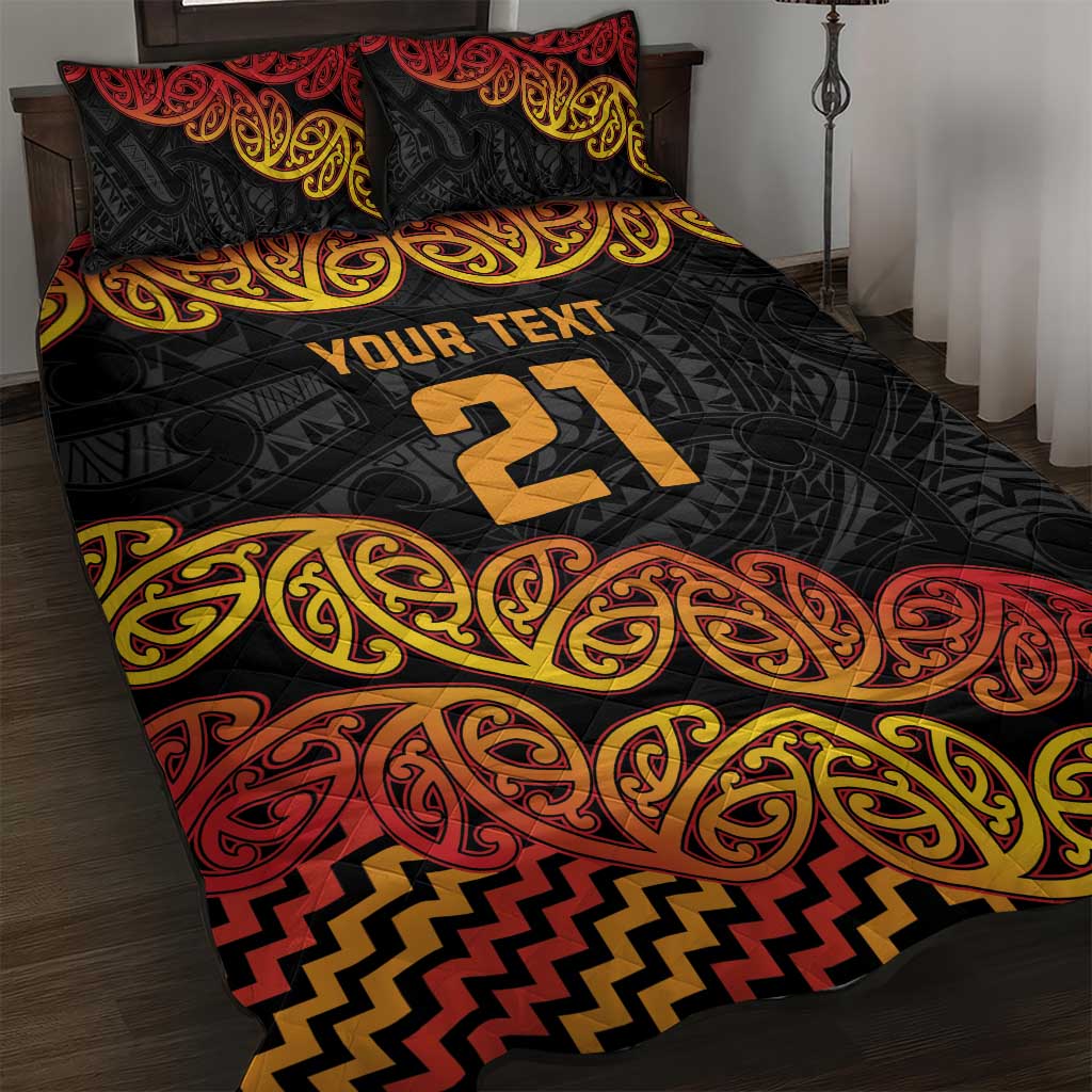 New Zealand Rugby Pacific Custom Quilt Bed Set Rangatira Maori Kowhaiwhai Pattern