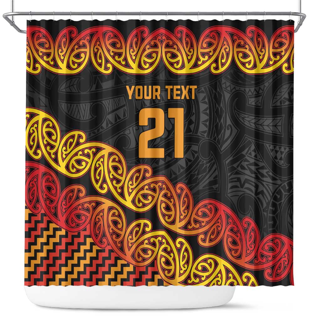 New Zealand Rugby Pacific Custom Shower Curtain Rangatira Maori Kowhaiwhai Pattern