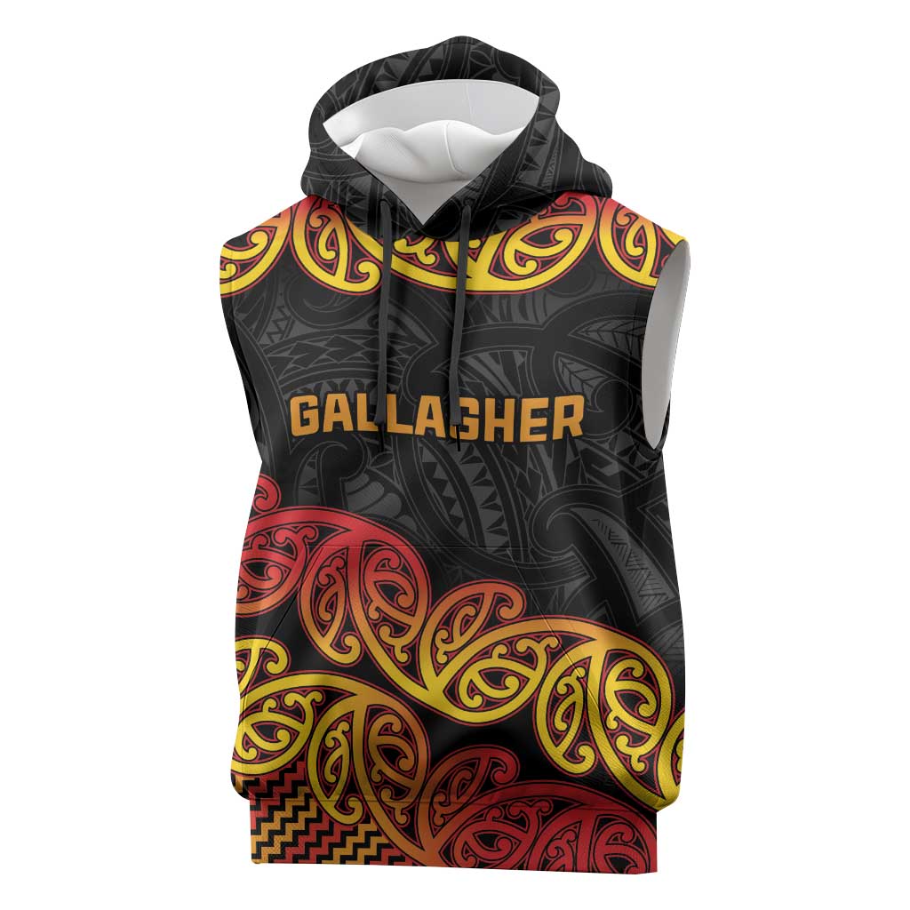 New Zealand Rugby Pacific Custom Sleeveless Hoodie Rangatira Maori Kowhaiwhai Pattern - Polynesian Pride