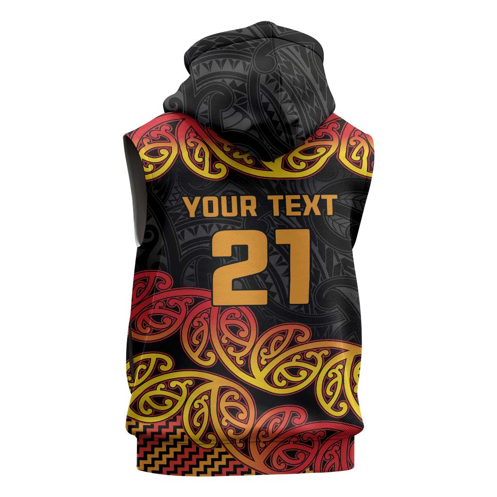 New Zealand Rugby Pacific Custom Sleeveless Hoodie Rangatira Maori Kowhaiwhai Pattern - Polynesian Pride