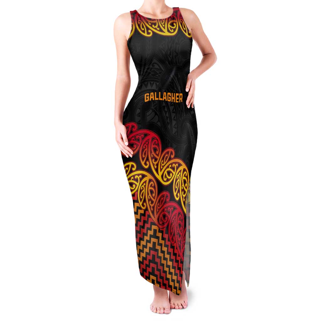 New Zealand Rugby Pacific Custom Tank Maxi Dress Rangatira Maori Kowhaiwhai Pattern
