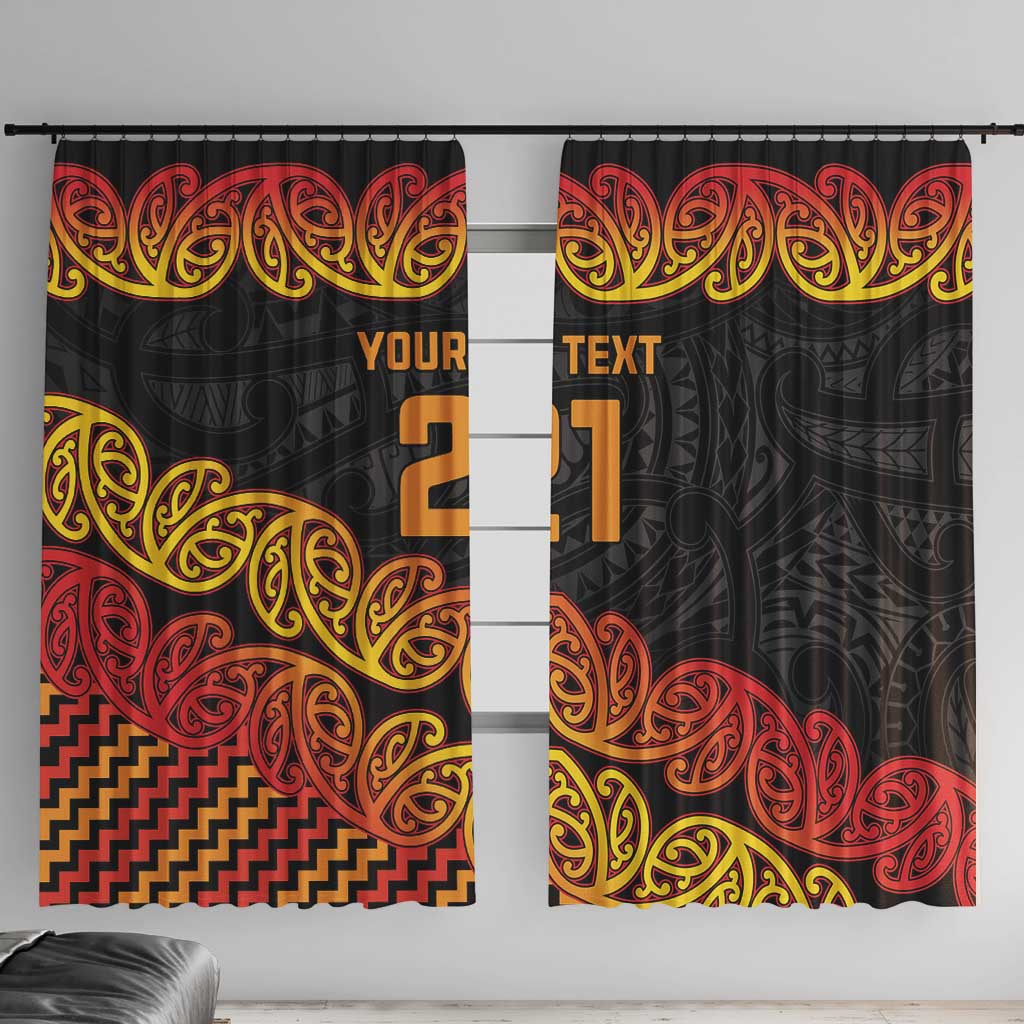 New Zealand Rugby Pacific Custom Window Curtain Rangatira Maori Kowhaiwhai Pattern