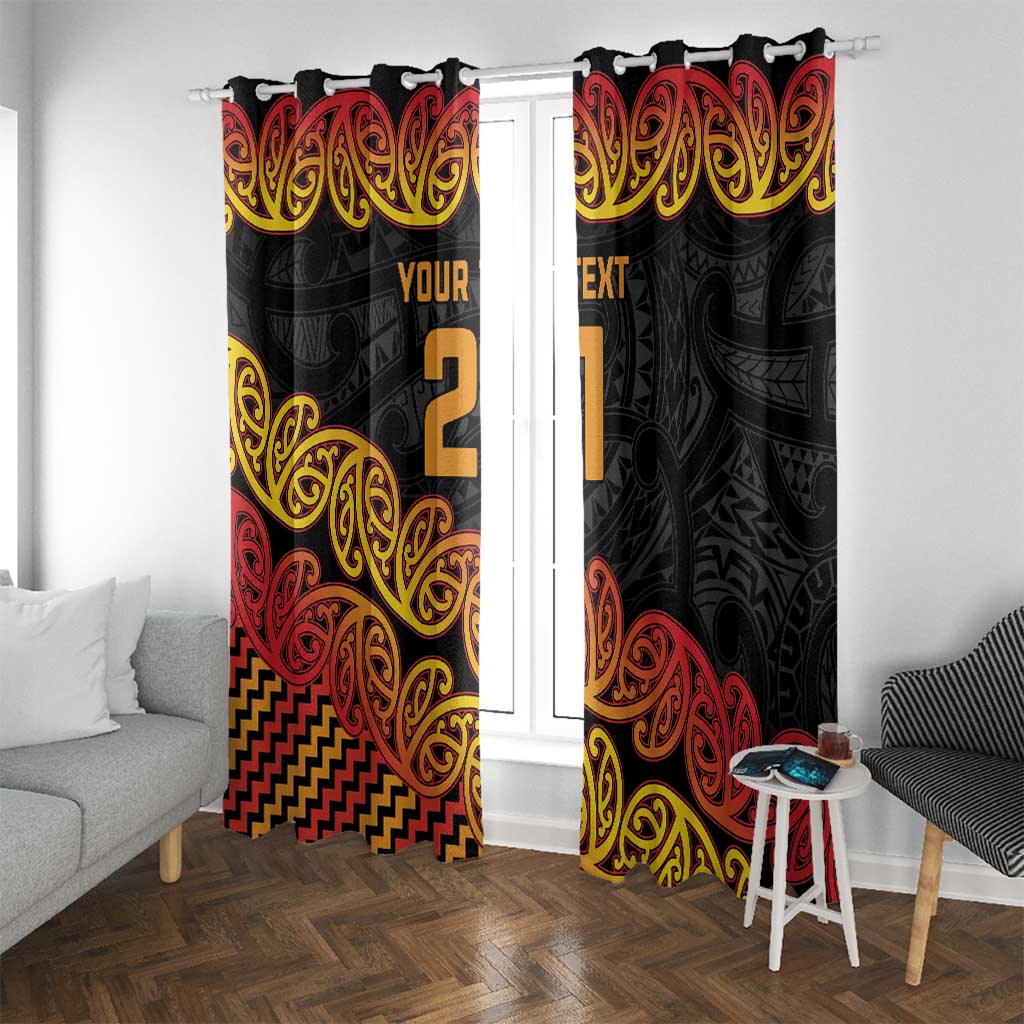 New Zealand Rugby Pacific Custom Window Curtain Rangatira Maori Kowhaiwhai Pattern