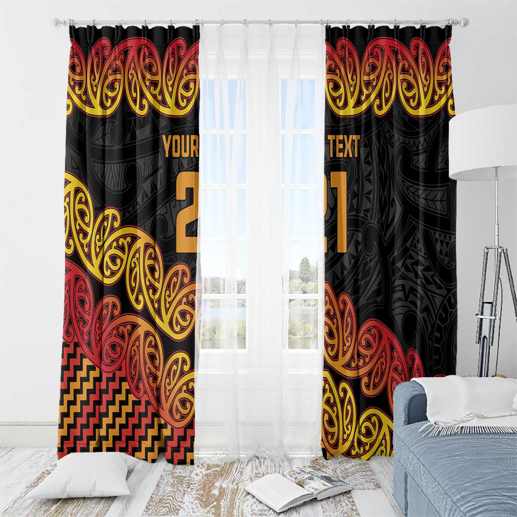 New Zealand Rugby Pacific Custom Window Curtain Rangatira Maori Kowhaiwhai Pattern
