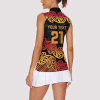 New Zealand Rugby Pacific Custom Women Sleeveless Polo Shirt Rangatira Maori Kowhaiwhai Pattern
