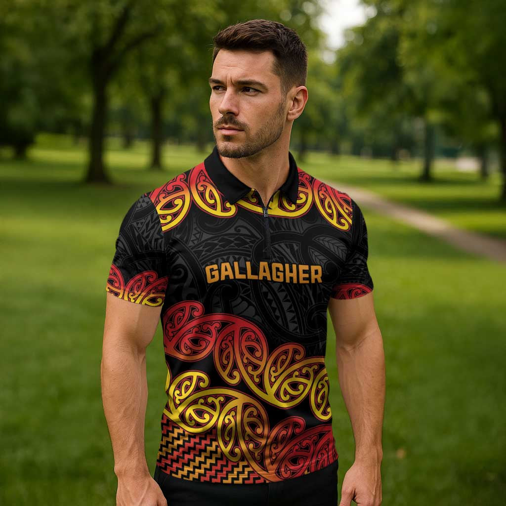 New Zealand Rugby Pacific Custom Zipper Polo Shirt Rangatira Maori Kowhaiwhai Pattern - Polynesian Pride