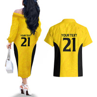 New Zealand Rugby Pacific Custom Couples Matching Off The Shoulder Long Sleeve Dress and Hawaiian Shirt Hau Awhiowhio Maori Tribal Tattoo