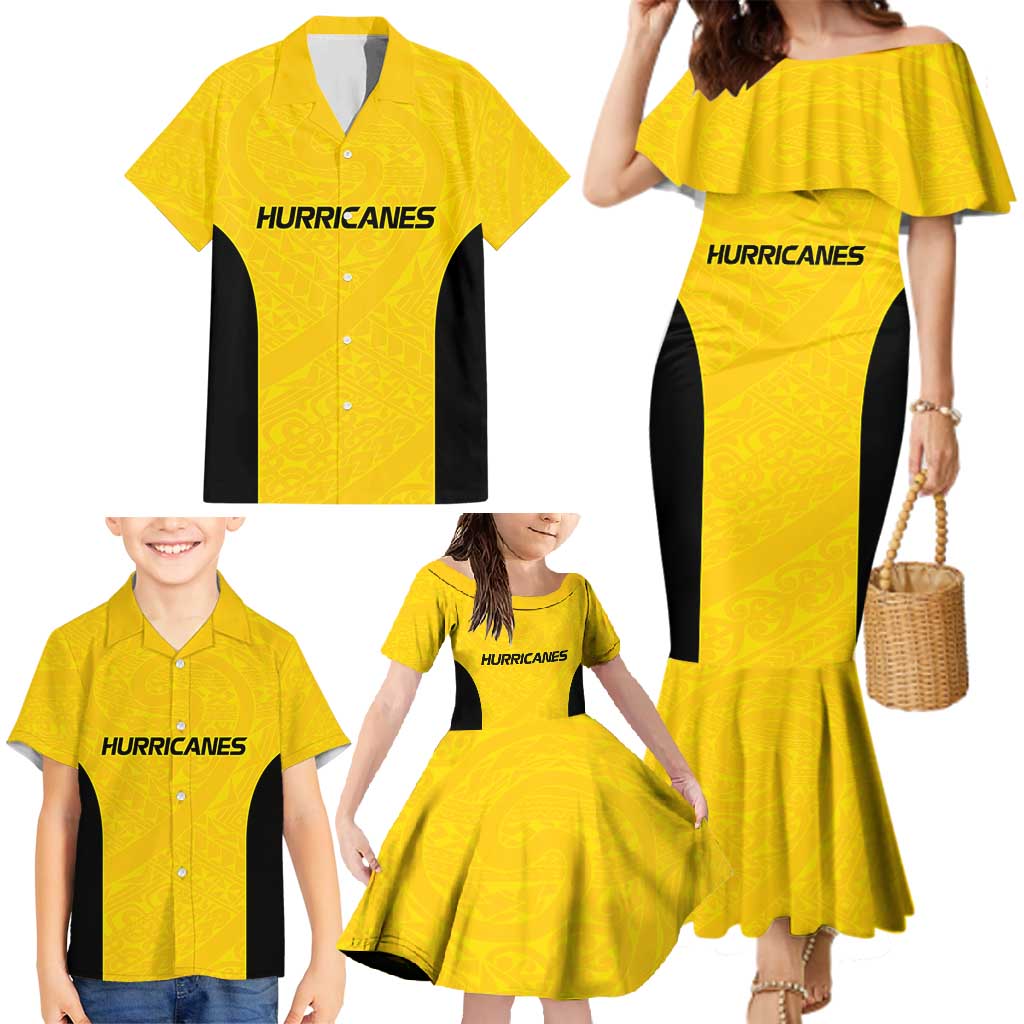 New Zealand Rugby Pacific Custom Family Matching Mermaid Dress and Hawaiian Shirt Hau Awhiowhio Maori Tribal Tattoo