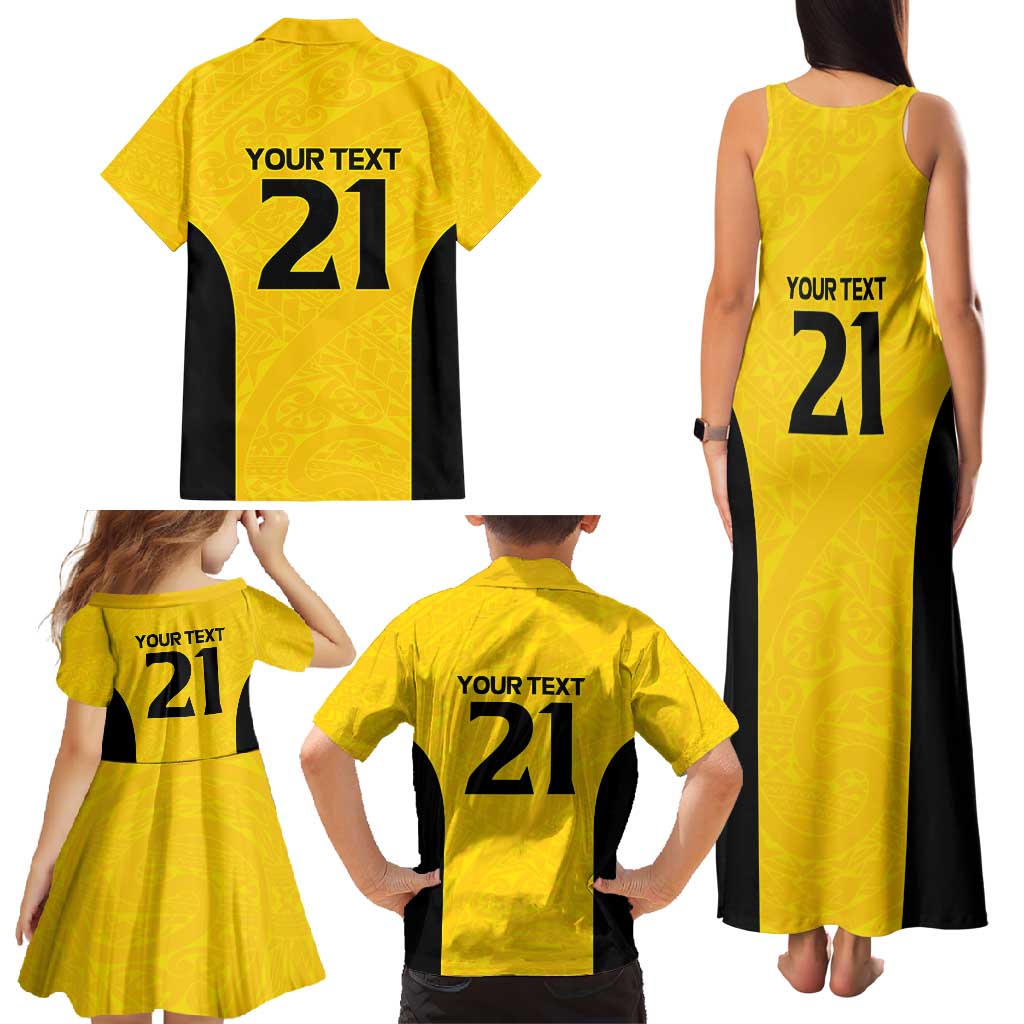 New Zealand Rugby Pacific Custom Family Matching Tank Maxi Dress and Hawaiian Shirt Hau Awhiowhio Maori Tribal Tattoo