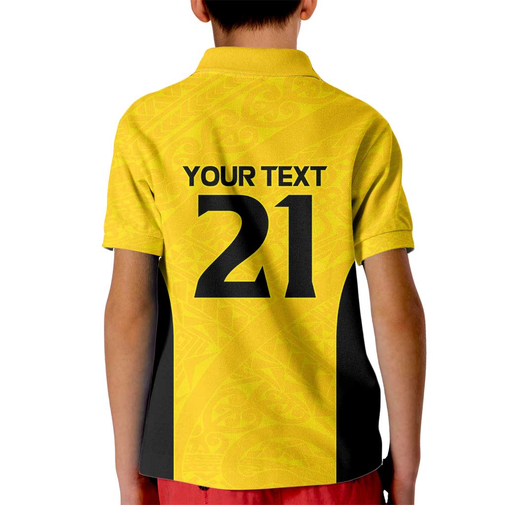 New Zealand Rugby Pacific Custom Kid Polo Shirt Hau Awhiowhio Maori Tribal Tattoo