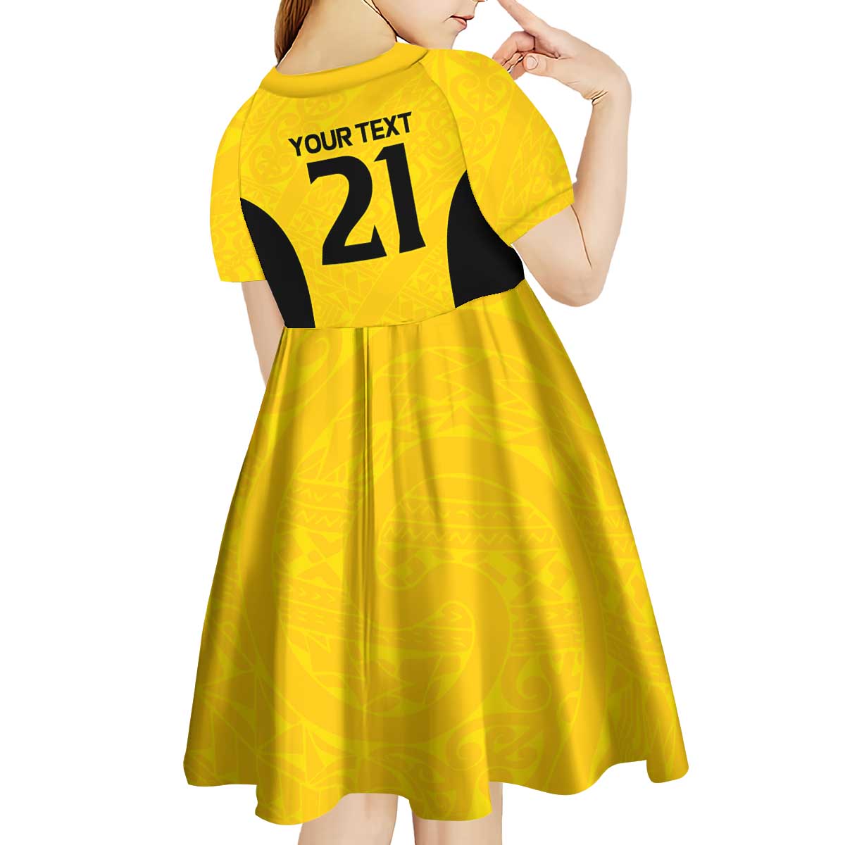 New Zealand Rugby Pacific Custom Kid Short Sleeve Dress Hau Awhiowhio Maori Tribal Tattoo