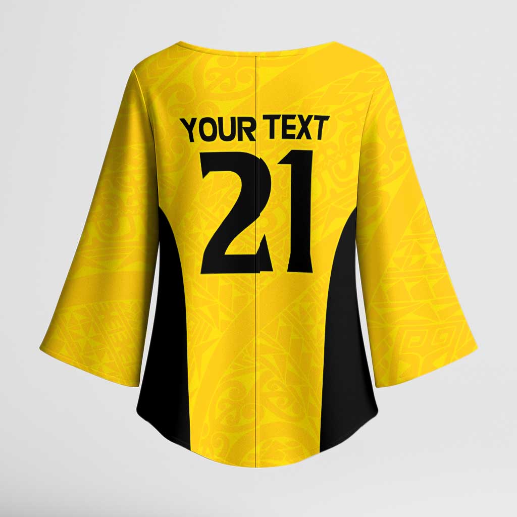 New Zealand Rugby Pacific Custom Kimono Sleeve Blouse Hau Awhiowhio Maori Tribal Tattoo - Polynesian Pride