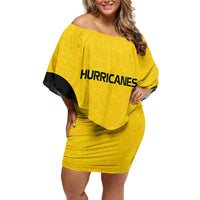 New Zealand Rugby Pacific Custom Off Shoulder Short Dress Hau Awhiowhio Maori Tribal Tattoo