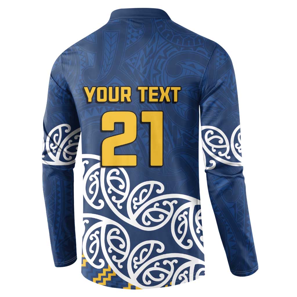 New Zealand Rugby Pacific Custom Button Sweatshirt Kahupeka Maori Kowhaiwhai Pattern