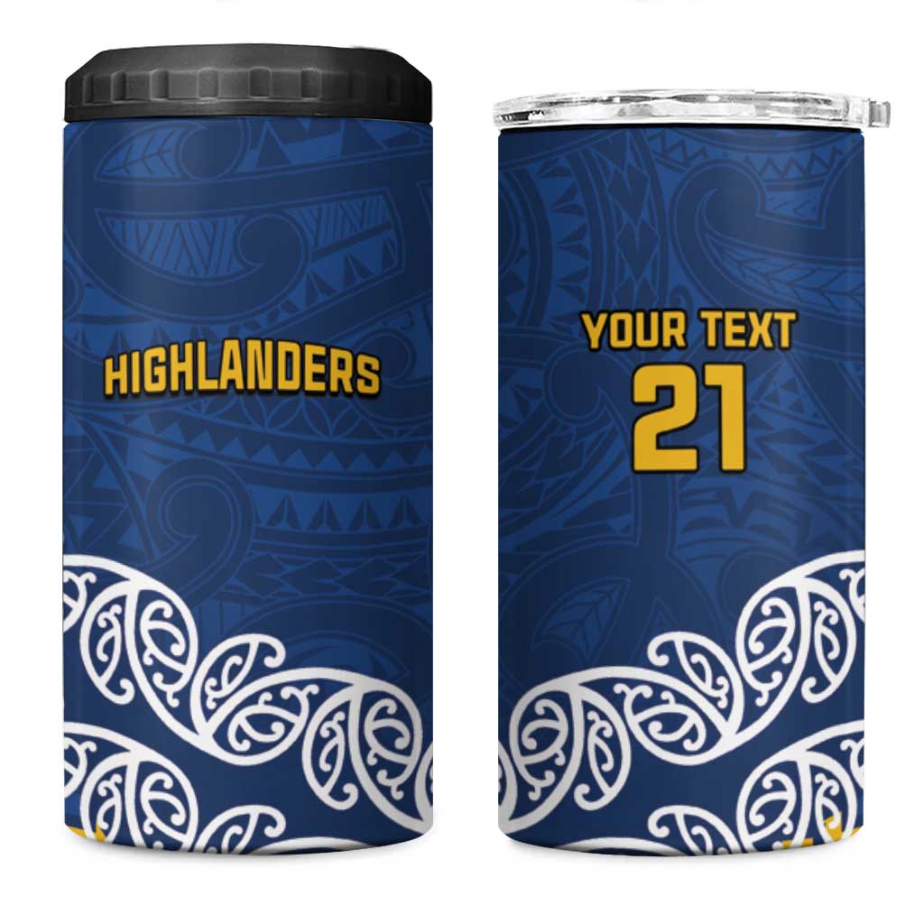 New Zealand Rugby Pacific Custom 4 in 1 Can Cooler Tumbler Kahupeka Maori Kowhaiwhai Pattern