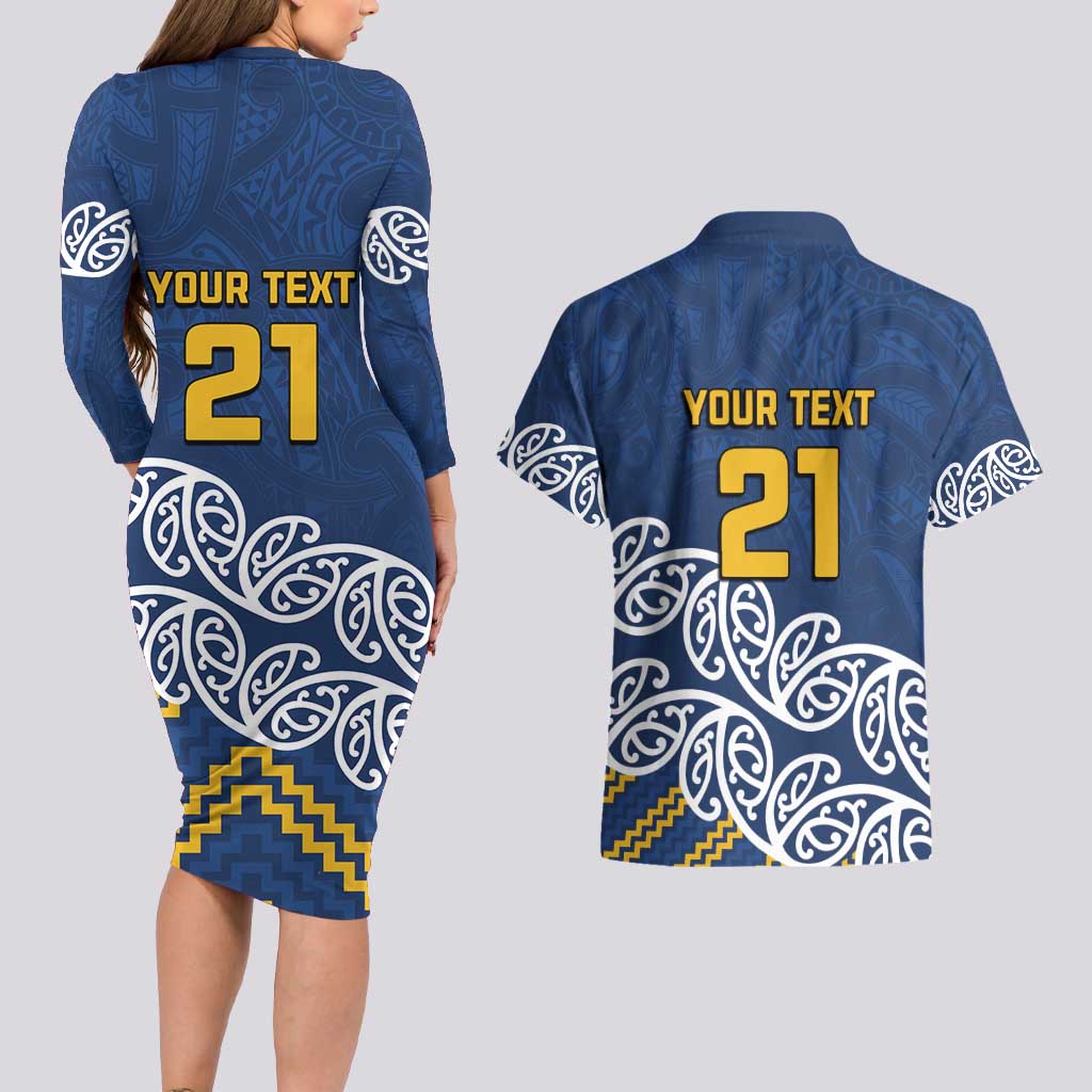 New Zealand Rugby Pacific Custom Couples Matching Long Sleeve Bodycon Dress and Hawaiian Shirt Kahupeka Maori Kowhaiwhai Pattern